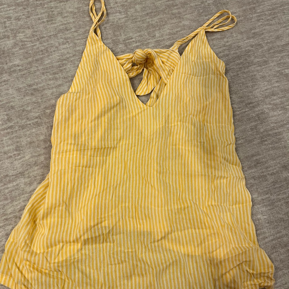 Yellow Striped Flowy Going Out Tank